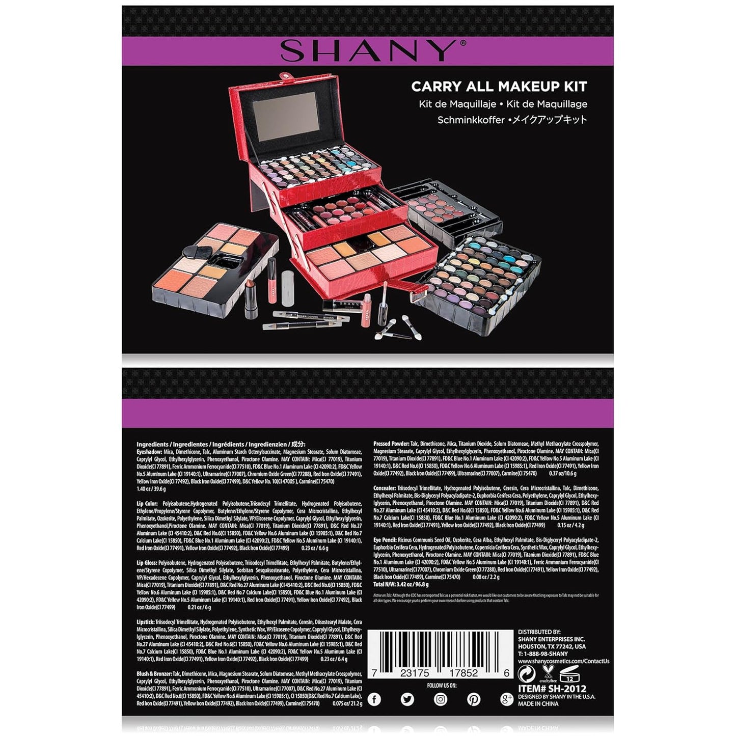 Comprehensive Makeup Collection: 67 Color Eyeshadow Palette, Blushes, Face Powder, Lipsticks, Eyeliners, Makeup Pencils, and Cosmetics Mirror - Includes Reusable Beauty Organizer Train Case - Red