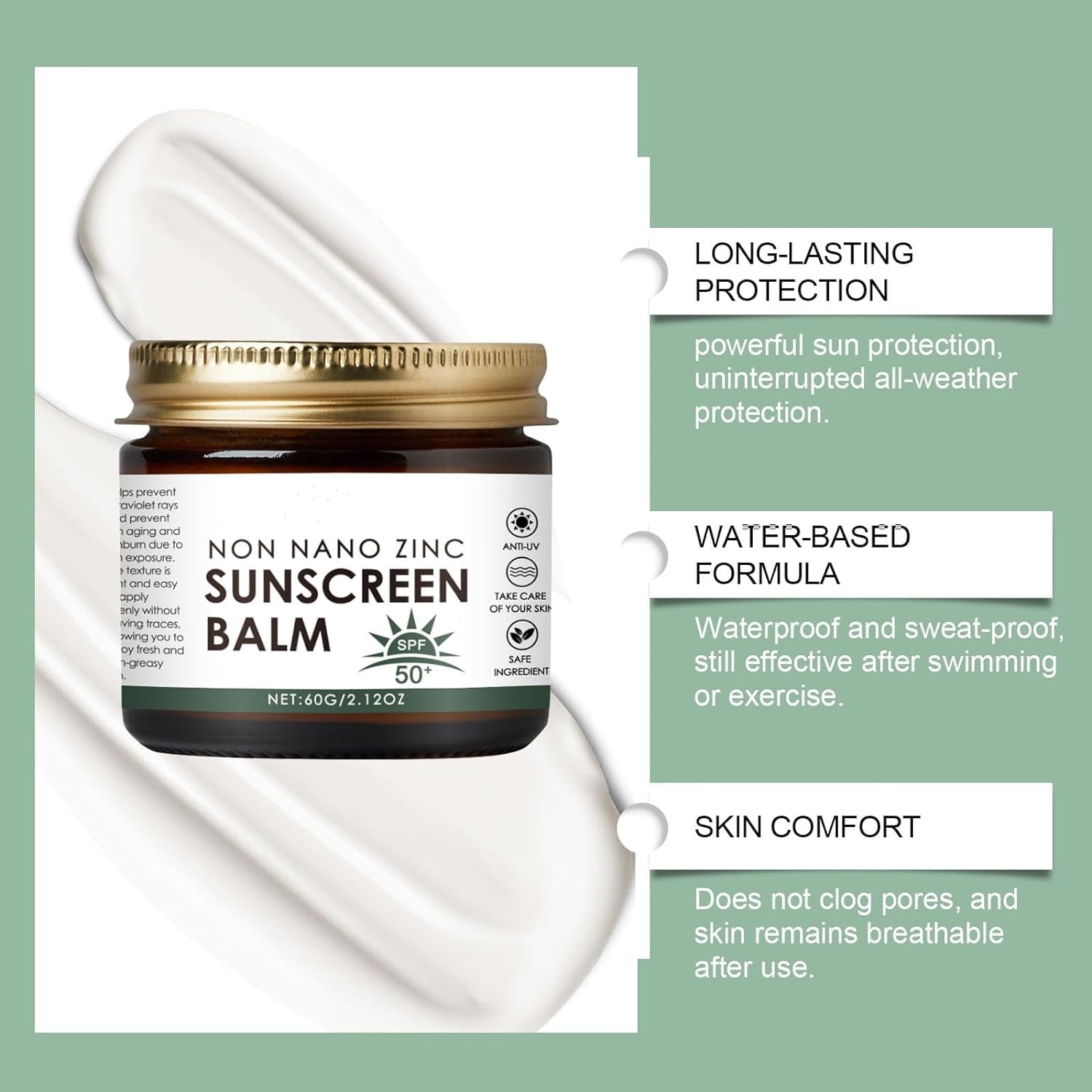 Beef Tallow and Zinc Oxide Sunscreen Balm - SPF 50 Natural Moisturizer with Grass-Fed Beef Tallow for All Skin Types (2-Pack)