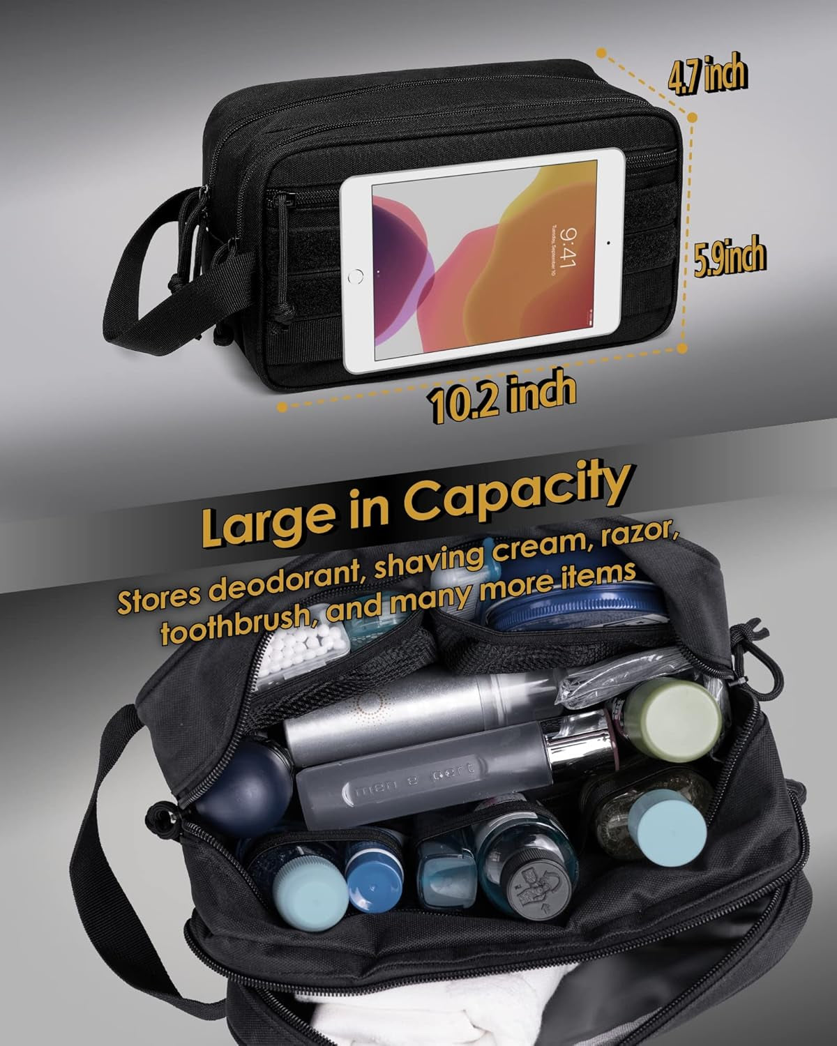 Toiletry Bag for Men - Tactical Dopp Kit for Travel, Black
