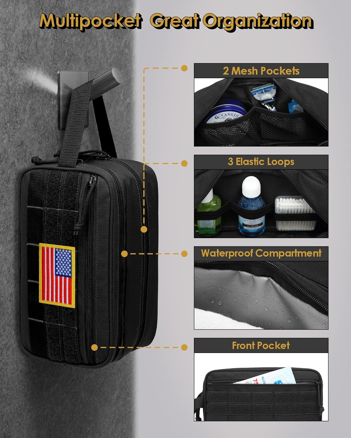 Toiletry Bag for Men - Tactical Dopp Kit for Travel, Black