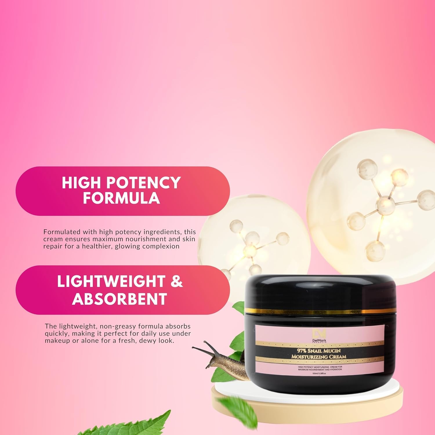 Snail Mucin 97% Daily Moisturizer Cream 100ML - Hydrating, Repairing, and Radiance-Enhancing Korean Formula for Smooth, Healthy Skin