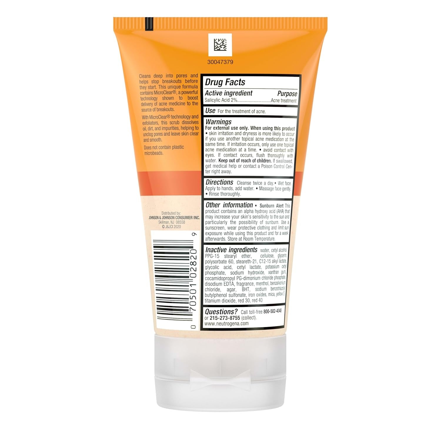 Neutrogena Oil-Free Daily Acne Facial Scrub, 4.2 oz
