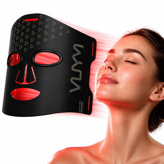 VYM Red Light Therapy for Face: High-Energy Super Lightweight 292 Leds Cordless Professional Light Therapy Mask Infrared LED Face Mask at Home Travel 2Mm Thickness - Black