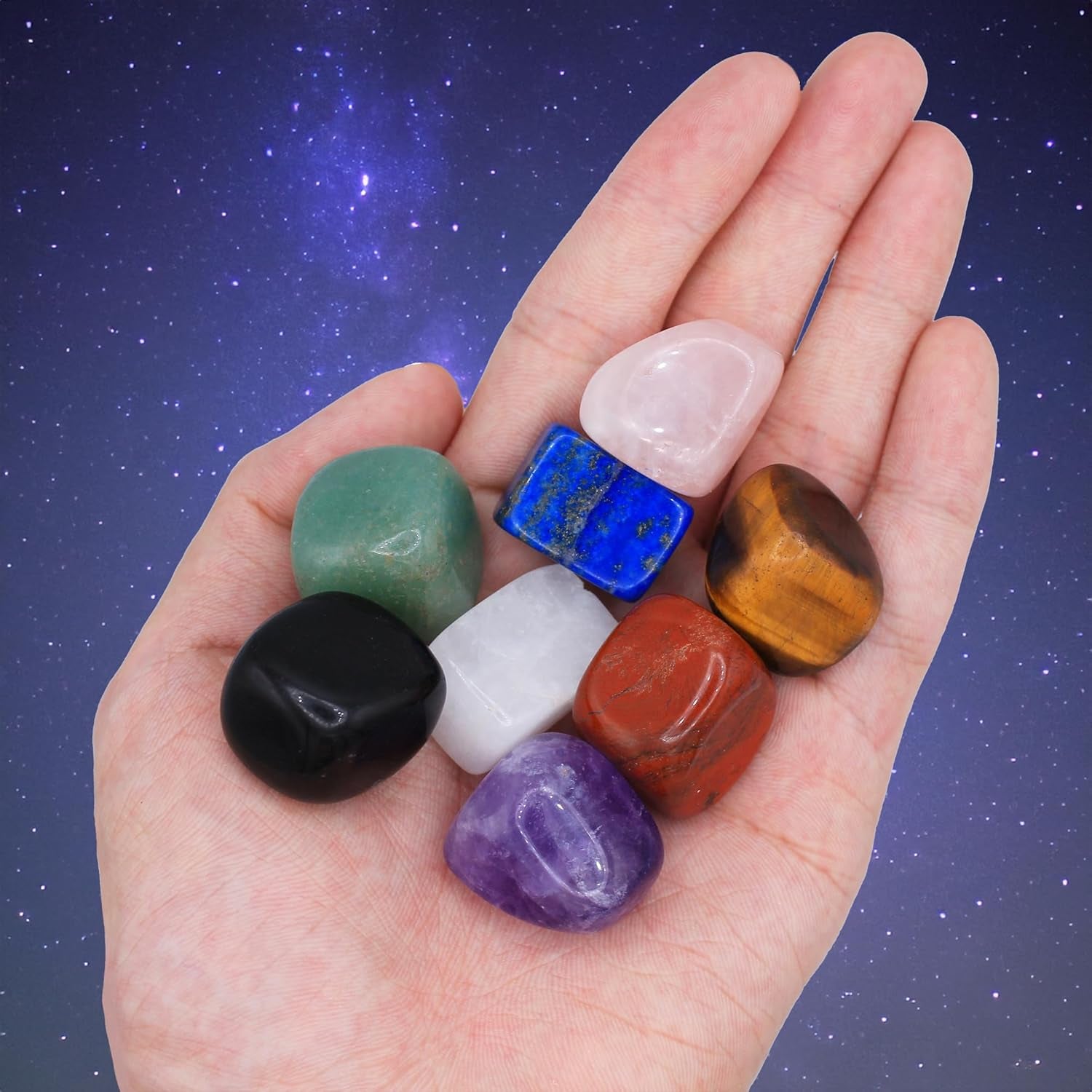 8 Chakra Stones Set, Tumbled Crystals & Polished Rocks