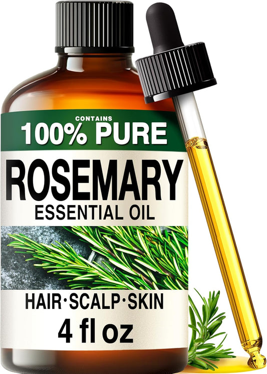100% Pure Rosemary Essential Oil for Hair, Undiluted - 4 Fl Oz
