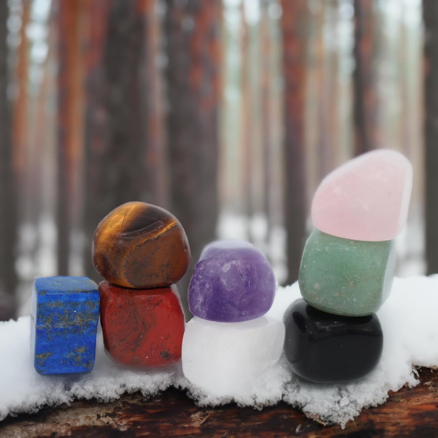 8 Chakra Stones Set, Tumbled Crystals & Polished Rocks