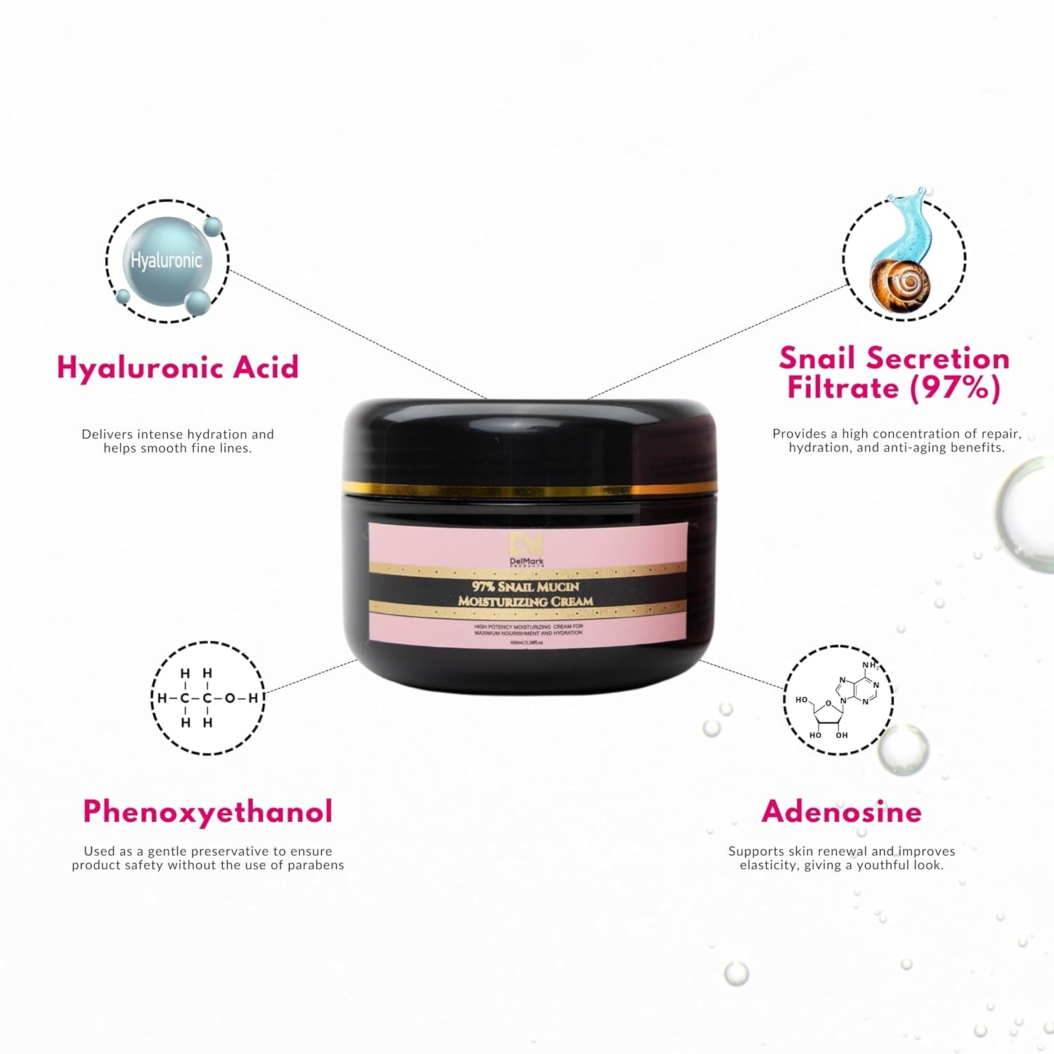 Snail Mucin 97% Daily Moisturizer Cream 100ML - Hydrating, Repairing, and Radiance-Enhancing Korean Formula for Smooth, Healthy Skin