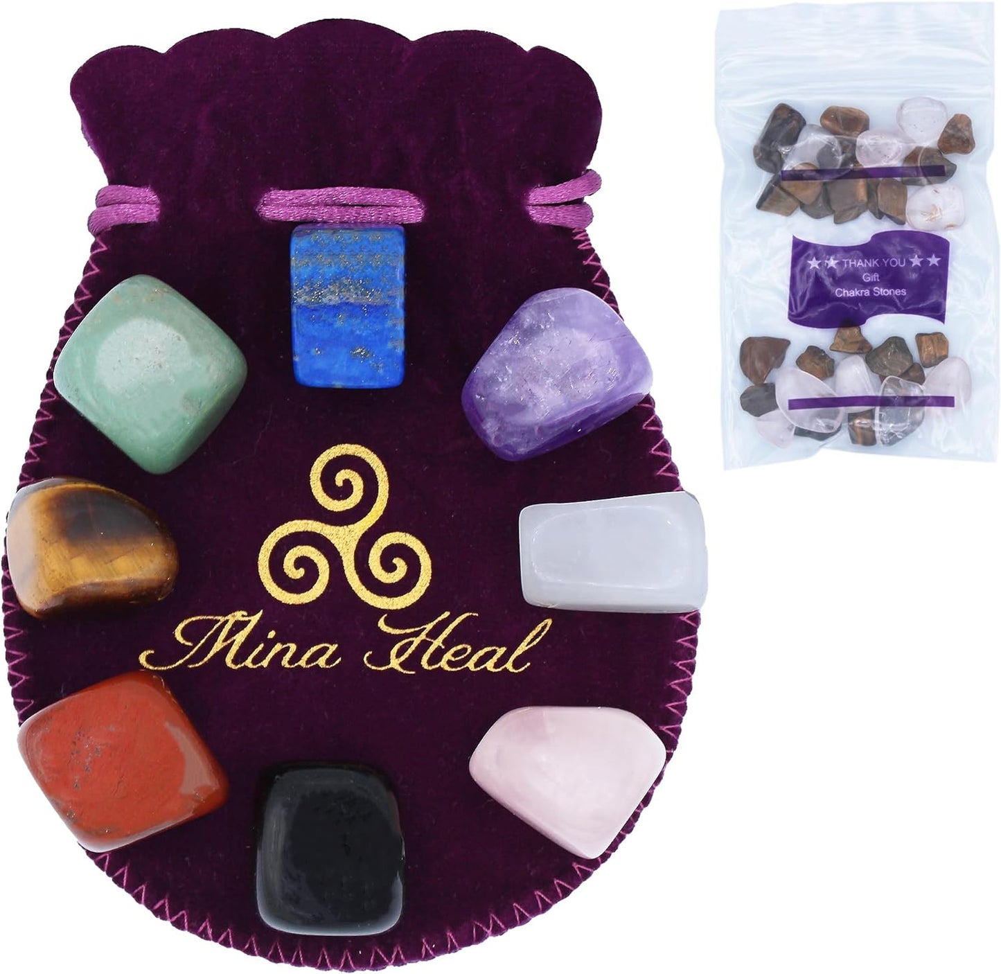 8 Chakra Stones Set, Tumbled Crystals & Polished Rocks